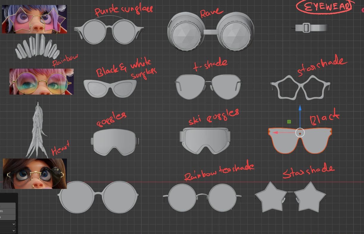 Laidback Llamas eye wear traits in Blender