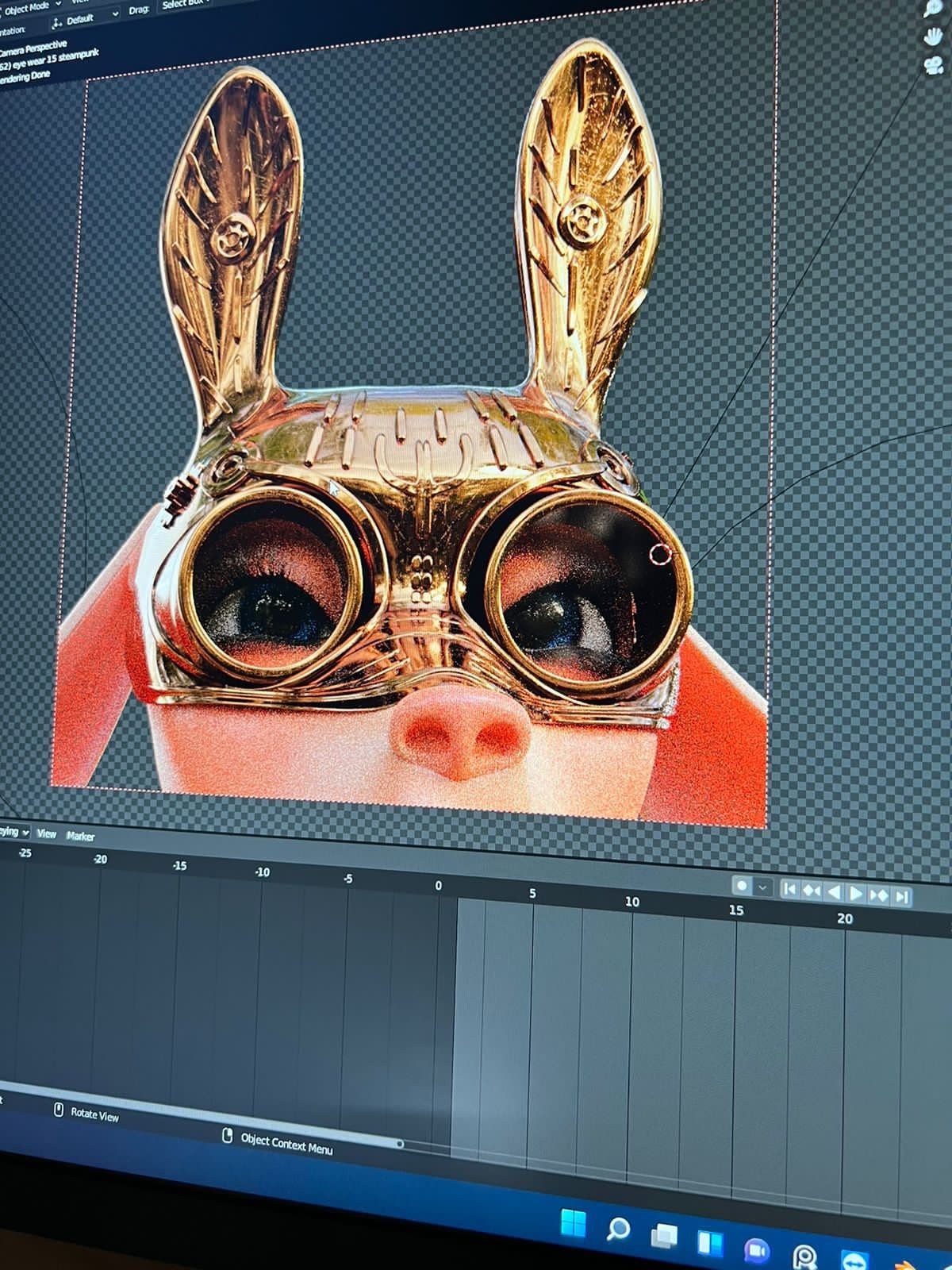 Lady Llama character being built in Blender